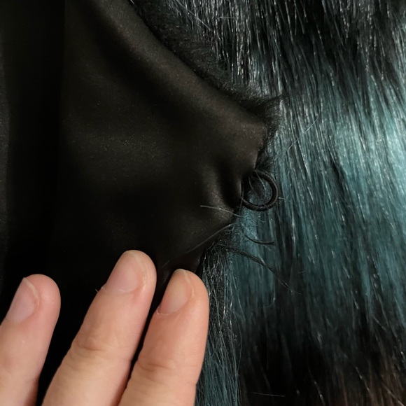 Unreal Fur Women's Striped Faux Fur Jacket in Teal and Burgundy - Picture 5 of 11